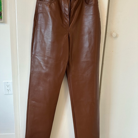 Aritzia Wilfred Melina leather pants size 8 cognac - Picture 3 of 7